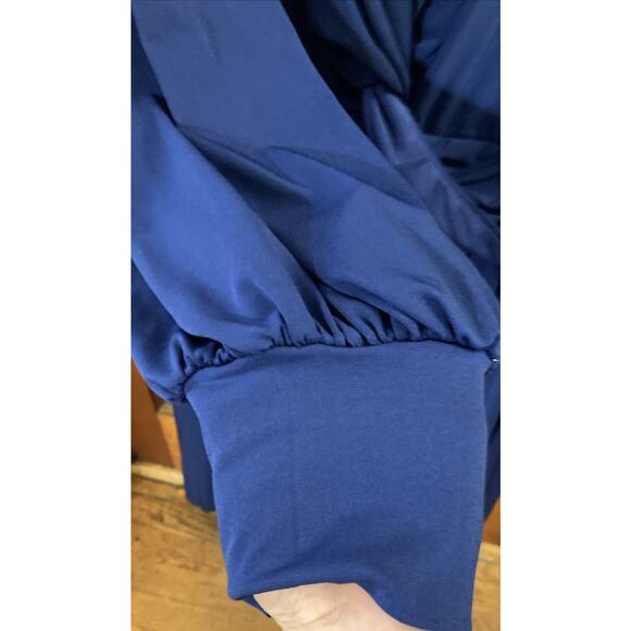 Eloquii Women's Twist Front Long Sleeve Dress Sz 28 NWT Blue Midi Formal - Picture 4 of 8